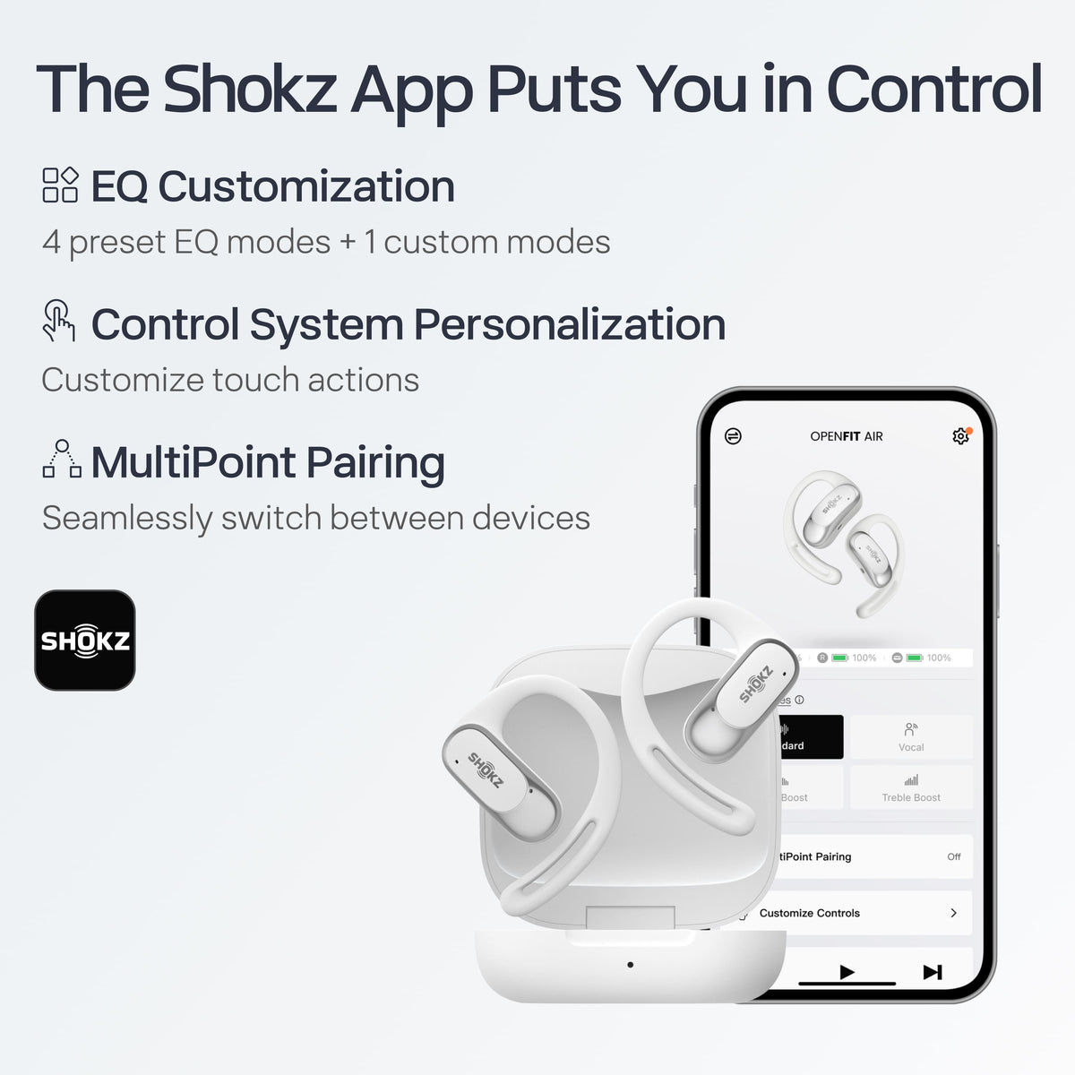 Shokz - OpenFit Air Open-Ear True Wireless Earbuds - White