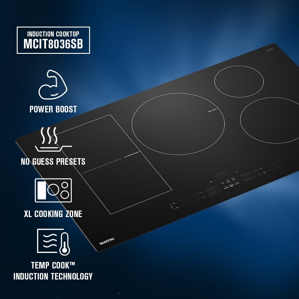 Maytag - 36 in. Wide 5 element Electric Induction Cooktop with Power Boost - Black