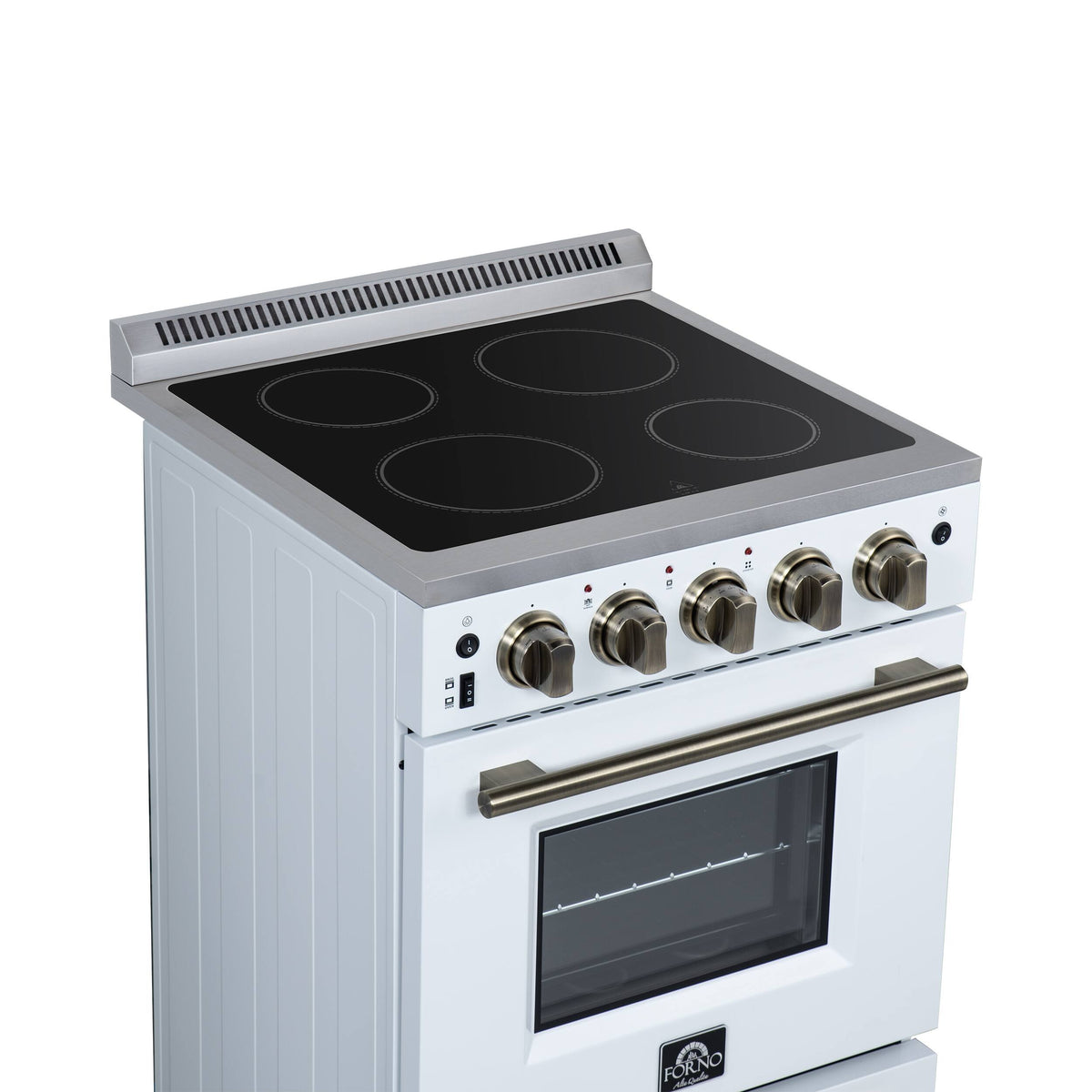 Forno Appliances - 24 in. Wide 4 Elements Loiano 2.3 Cu. Ft. Freestanding Electric Range with Storage Drawer - White