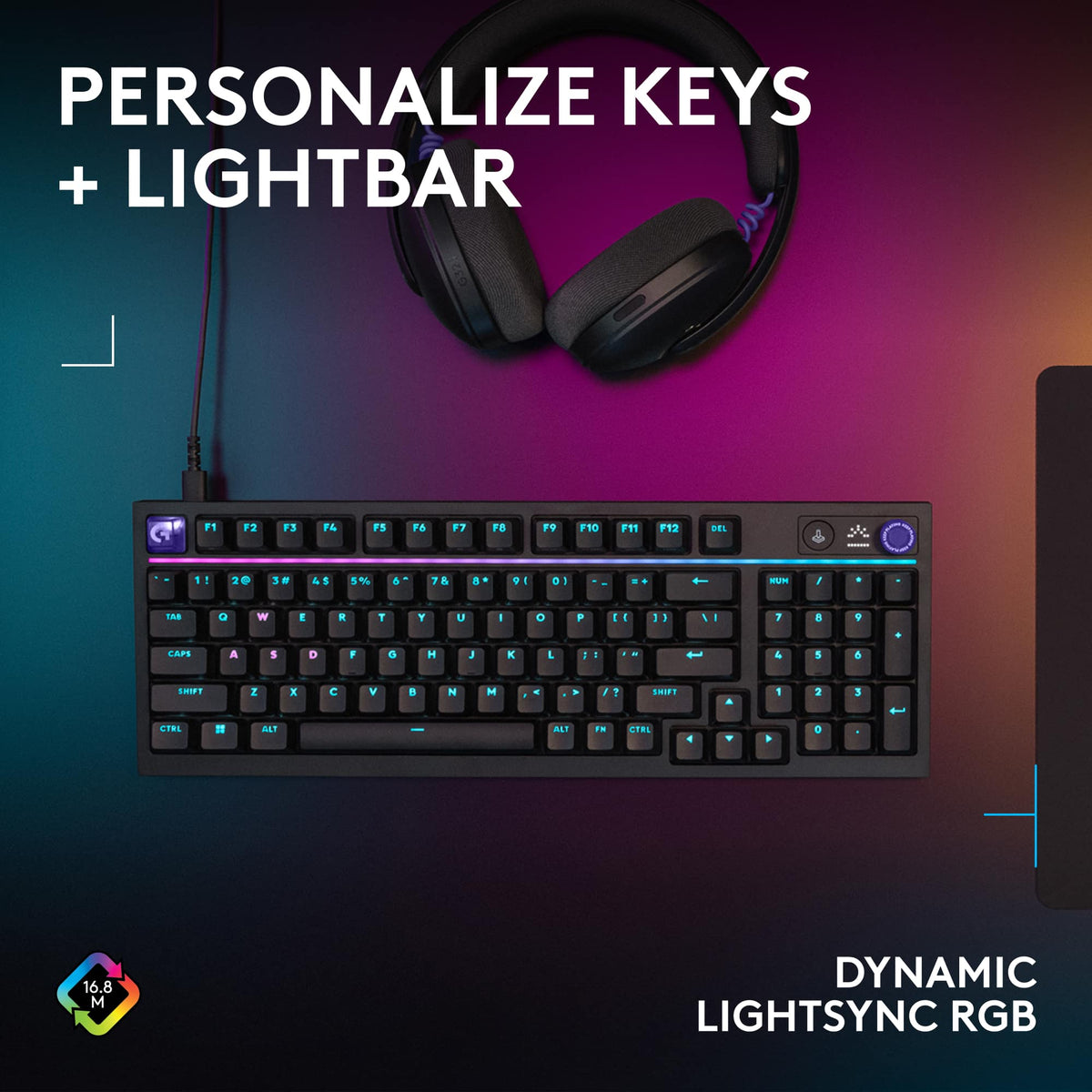 Logitech - G316 X 98 Gaming Wired RGB LIGHTSYNC Keyboard with Hot-Swappable Tactile Switches and Gasket Structure for PC - Black