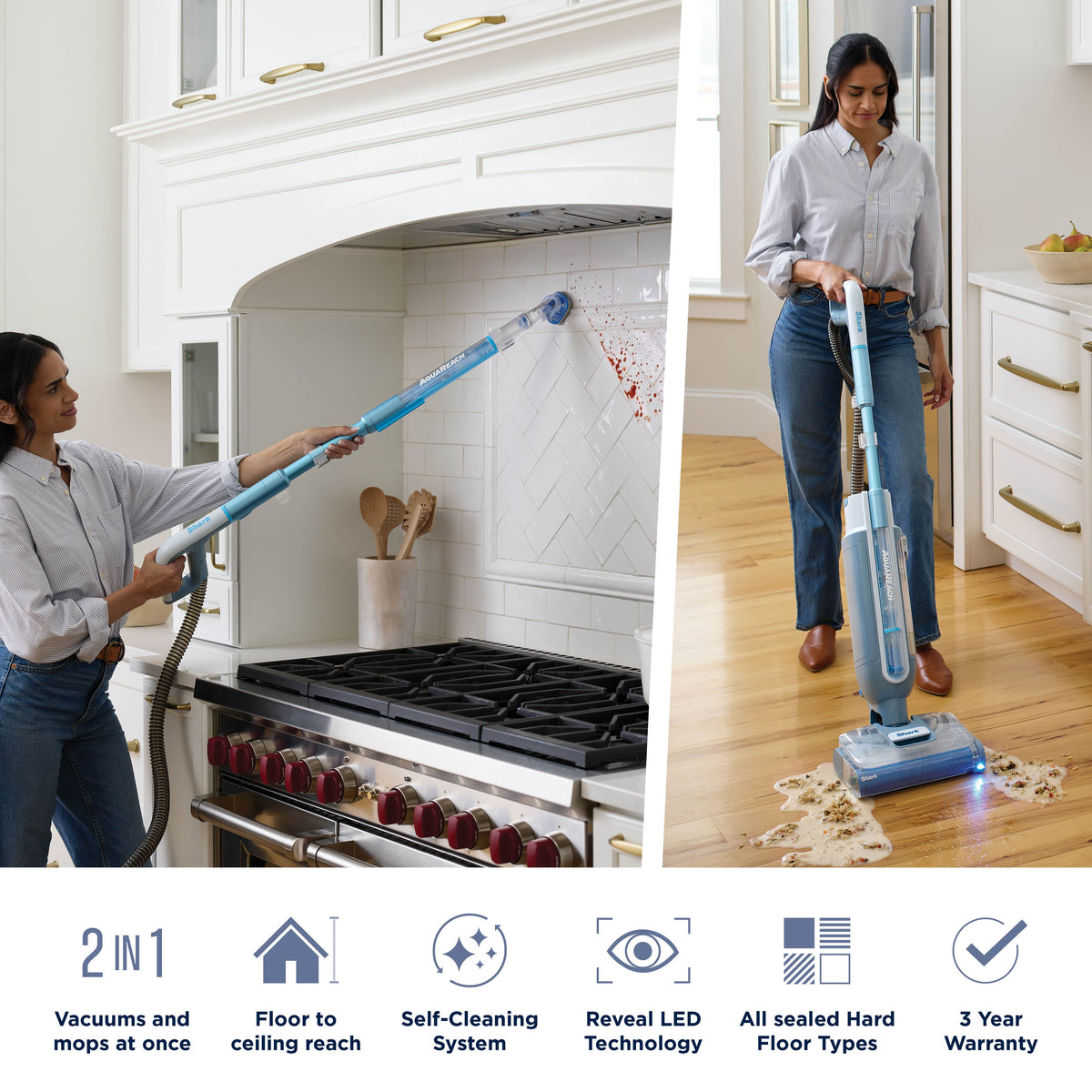 Shark - AquaReach Cordless Vacuum and Mop, with Extendable Reach Wand - Blue
