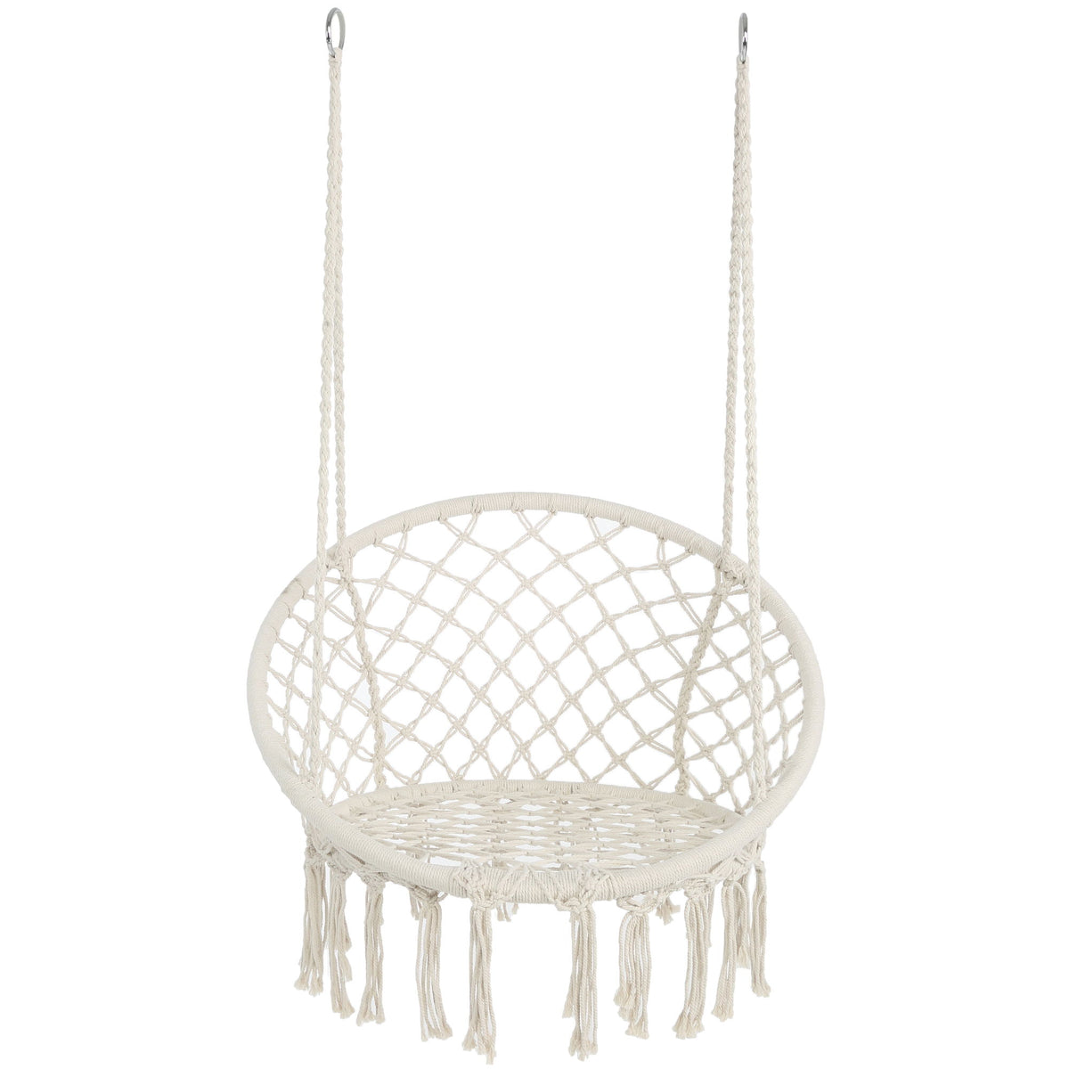 Macrame Hanging Hammock Chair, Rope Swing For Indoor And Outdoor Use