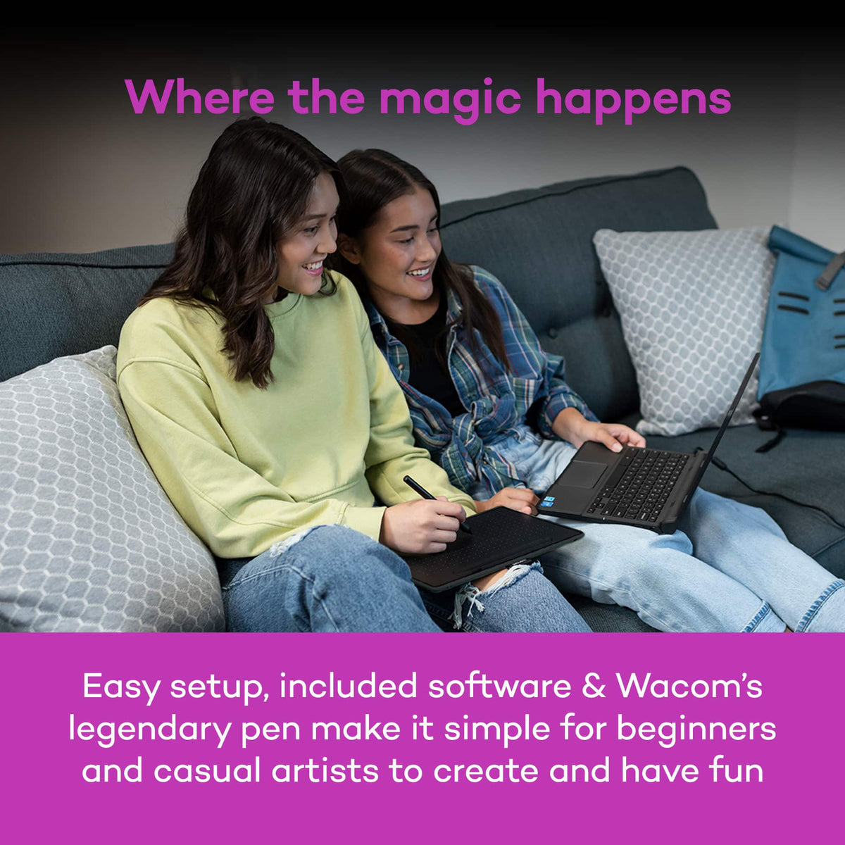 Wacom - Intuos Small Wired Graphics Drawing Tablet, Includes Training & Software; Works w/ Chromebook Mac Android & Windows - Black