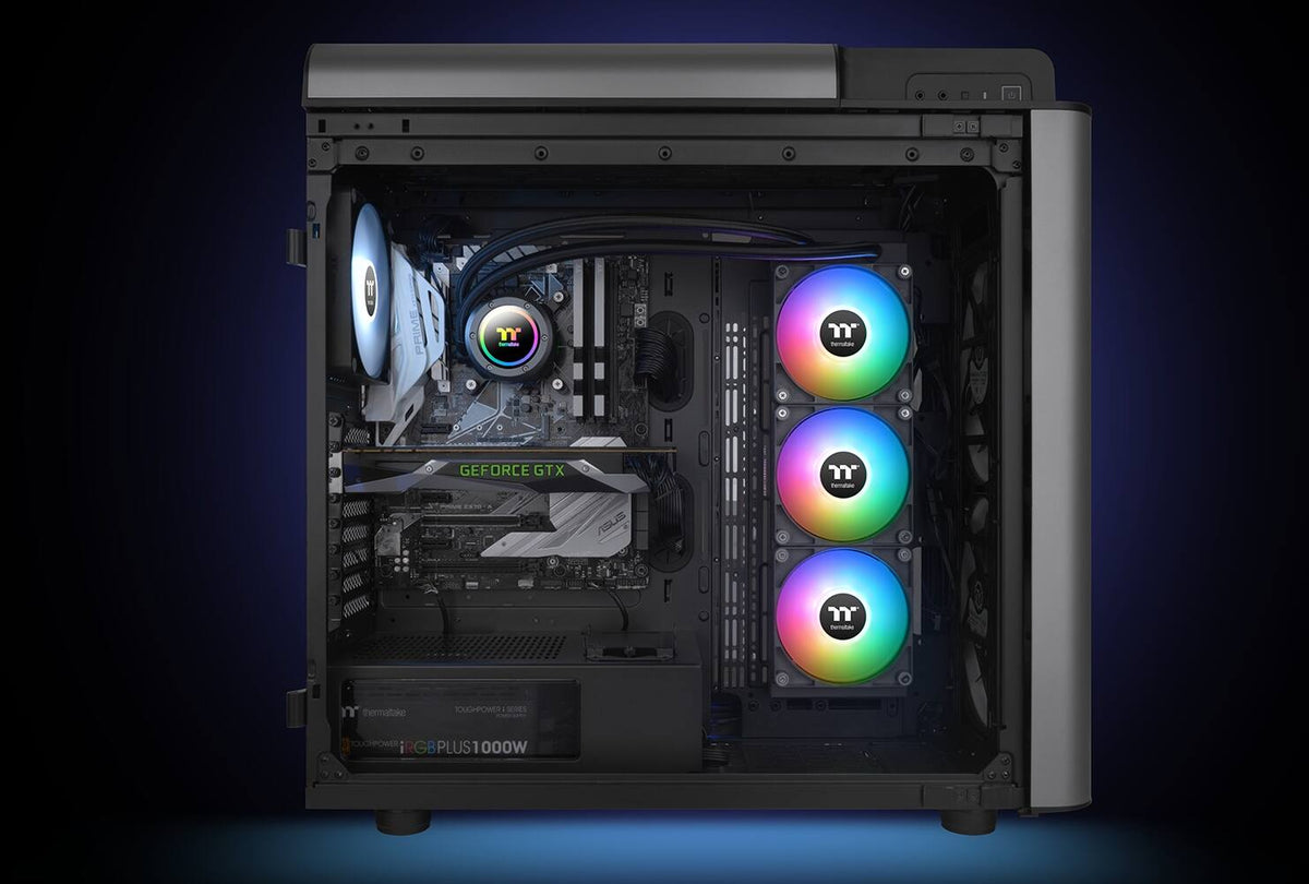 Thermaltake - TH360 V2 ARGB Sync 360mm AIO Liquid Cooler (3x 120mm ARGB PWM Fans) with Mirror Rotating Cap Design - Black