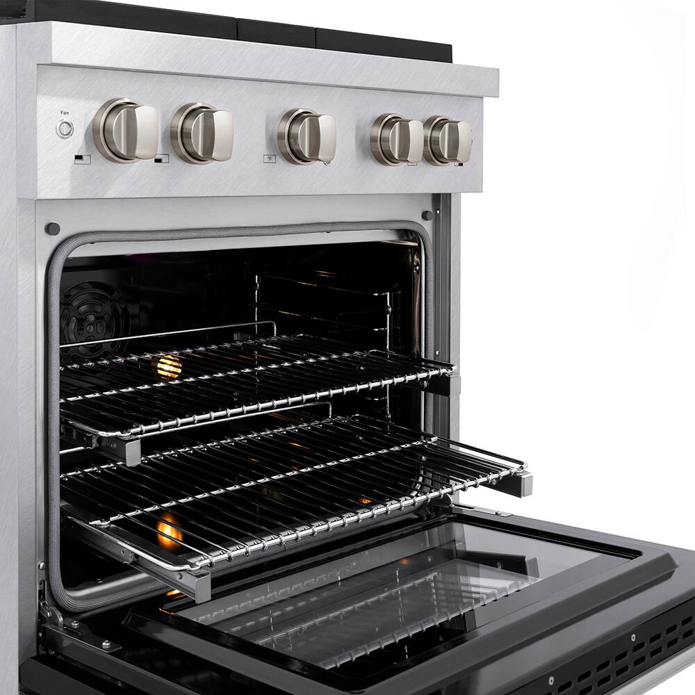 ZLINE - 30 in. Wide 4 Burner 4.2 cu. ft. Freestanding Paramount Dual Fuel Range with DuoPro Cooktop - Satin Steel/Black Matte