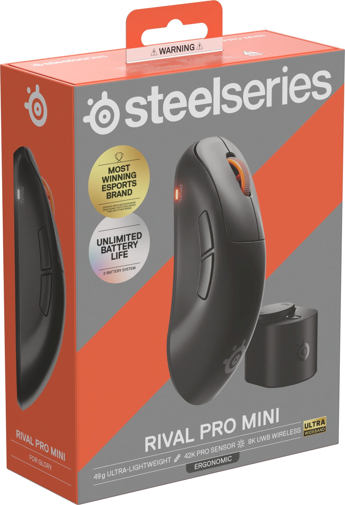 SteelSeries - Rival Pro Mini Wireless Optical Ergonomic Gaming Mouse with 8K Polling – Ultra-Wideband/RF for PC - Wireless - Black