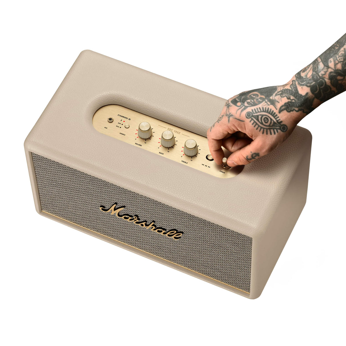 Marshall - Stanmore III Bluetooth Home Speaker with Bass / Treble / Volume Controls and 3.5 mm Auxiliary / RCA Inputs - Cream