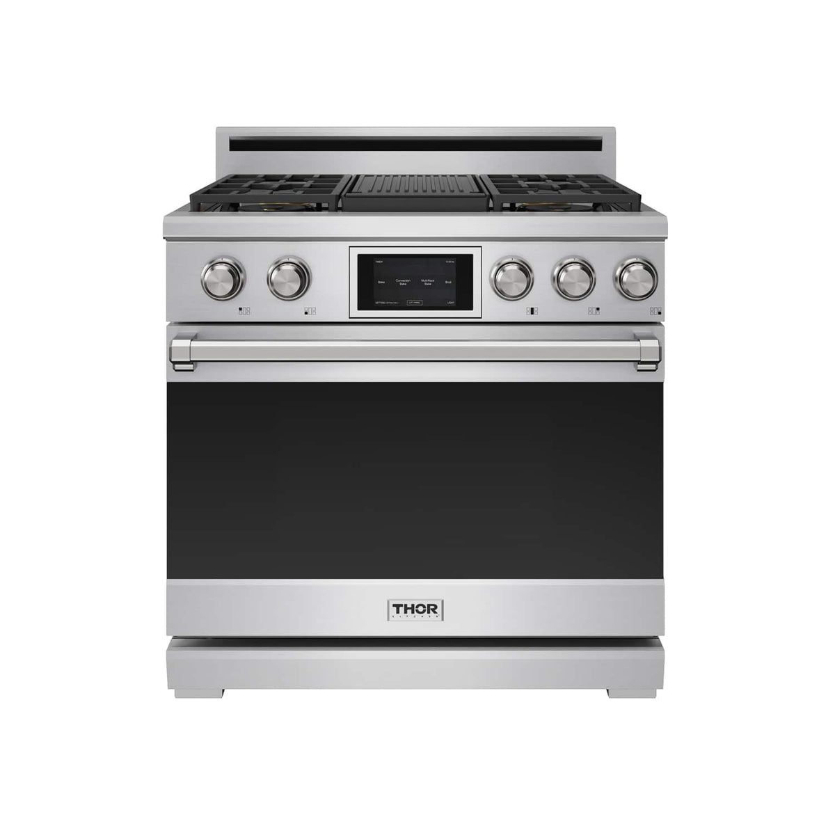 Thor Kitchen - 36 in. Wide 5 Burner 6.0 Cu Ft. Freestanding Dual Fuel Gas Range - Stainless Steel