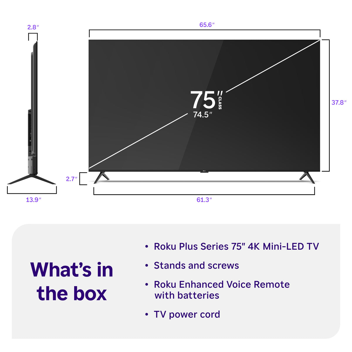 Roku - 75" Class Plus Series 4K QLED Mini-LED Smart RokuTV (2026)
