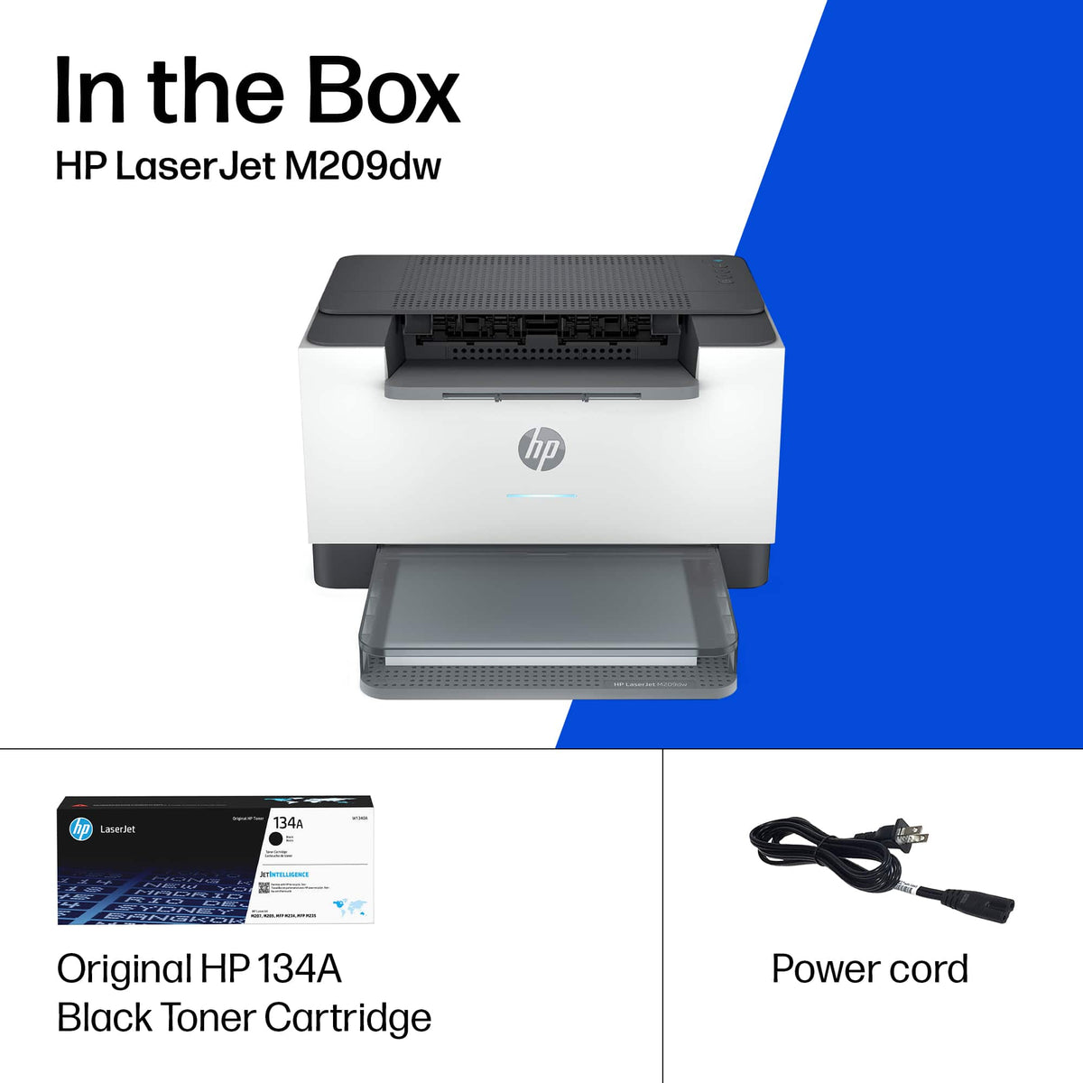 HP - LaserJet M209dw Wireless AI-Enabled Black-and-White Laser Printer - White & Slate