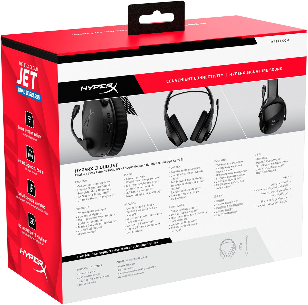 HyperX - Cloud Jet Dual Wireless Gaming Headset for PC, Mac, PS5, PS4, and Mobile - Black