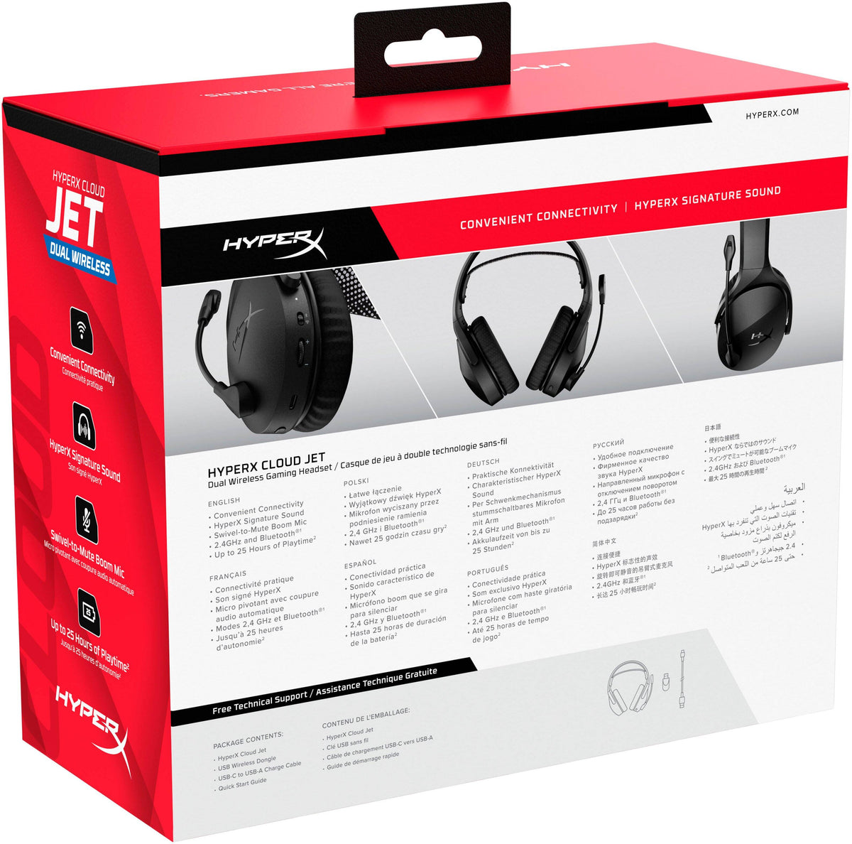 HyperX - Cloud Jet Dual Wireless Gaming Headset for PC, Mac, PS5, PS4, and Mobile - Black