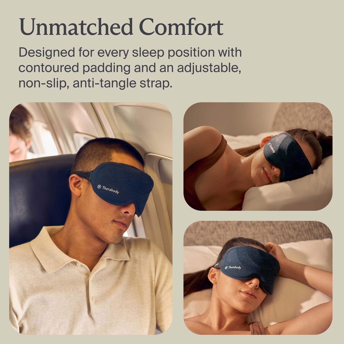 Therabody - SleepMask - Ultra-Comfortable 100% Blackout Eye Mask With Gentle Massaging Vibration - Blue