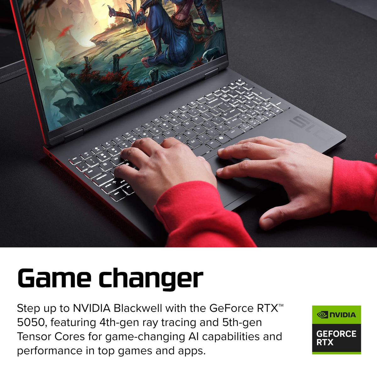 HyperX - OMEN 15.3" 2K 165Hz Gaming Laptop - Intel Core Ultra 7 255H (2025) - 12GB Memory - NVIDIA GeForce RTX 5050 - 512GB SSD - Shadow Black