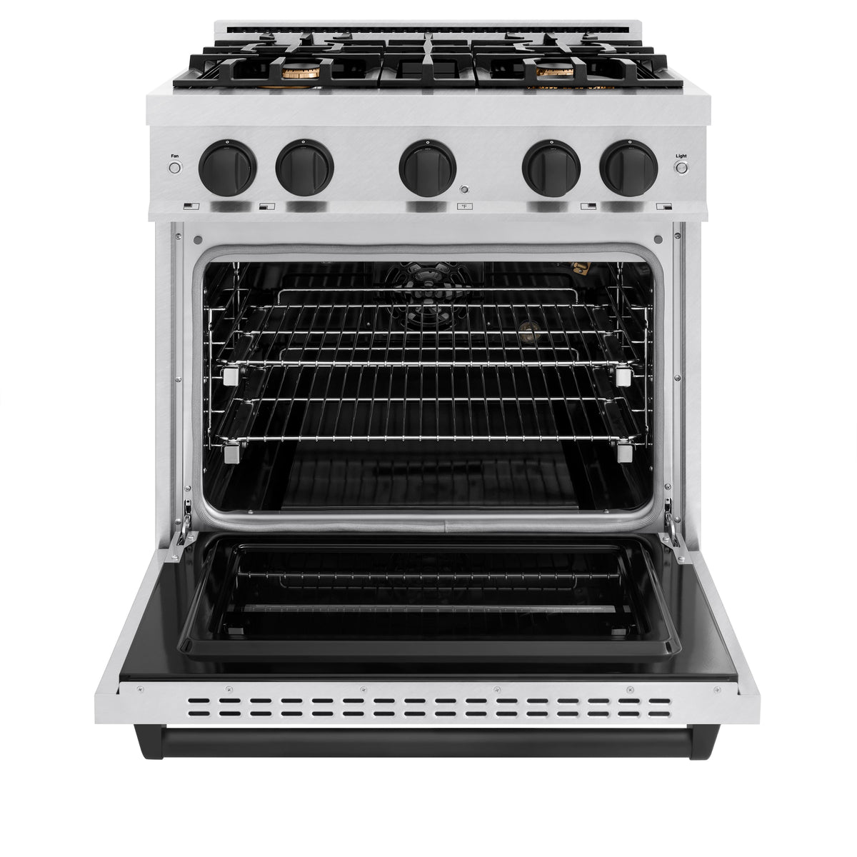 30 in. Wide 4 Burner ZLINE Autograph Classic Satin Steel Gas Range with Black Accents (CGRSZ-30-MB) - Stainless Steel