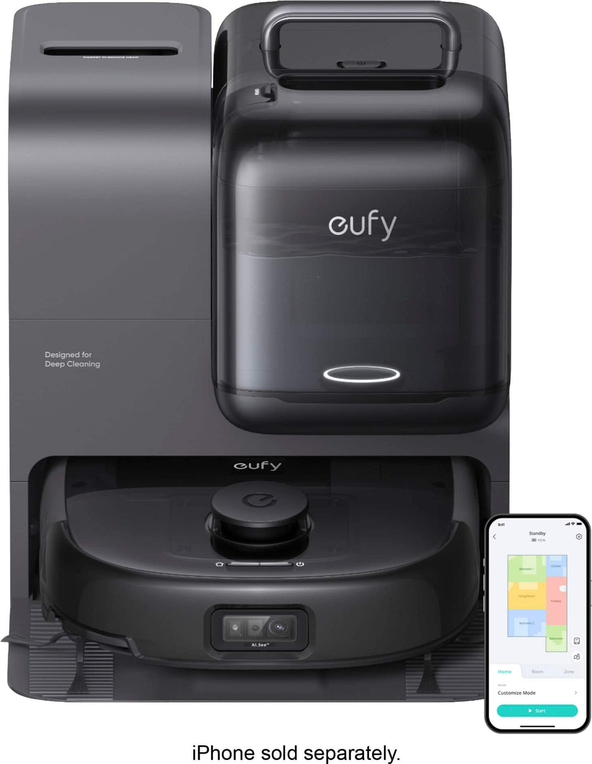 eufy - Robot Vacuum Omni E28 and Roller Mop with Faster Self-Cleaning, Detangle Brush, Portable Carpet Cleaner, Edge Cleaning - Black