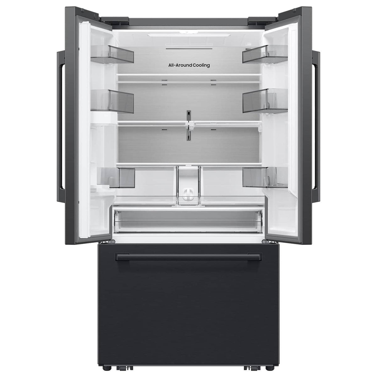 Samsung - 36 in. Wide Bespoke AI 30 cu. ft. 3-Door French Door Refrigerator with Zero Clearance Fit & In-Door Tall Water Dispenser - Matte Black Steel