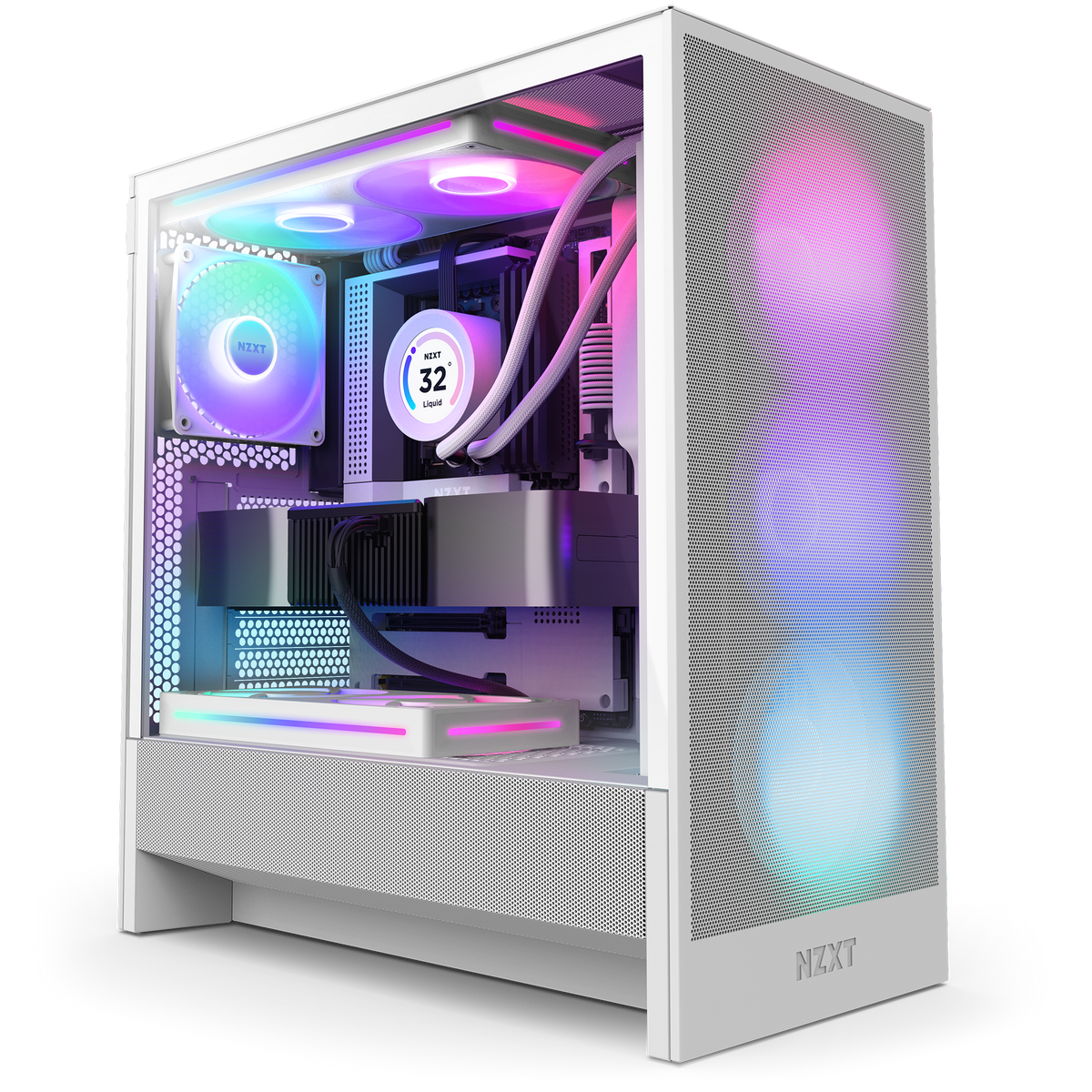 NZXT - H5 Flow RGB 2024 Compact ATX Mid-Tower Airflow PC Case - White