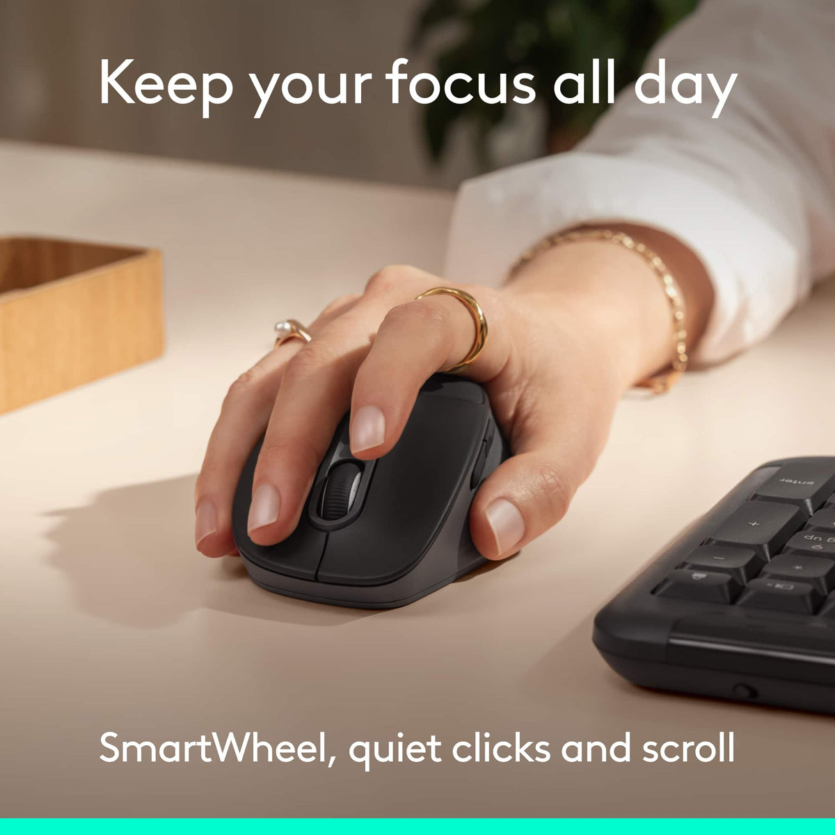 Logitech - Signature Comfort Plus M850 L Wireless Bluetooth Mouse with Silent Clicks and Customizable Buttons - Wireless - Black