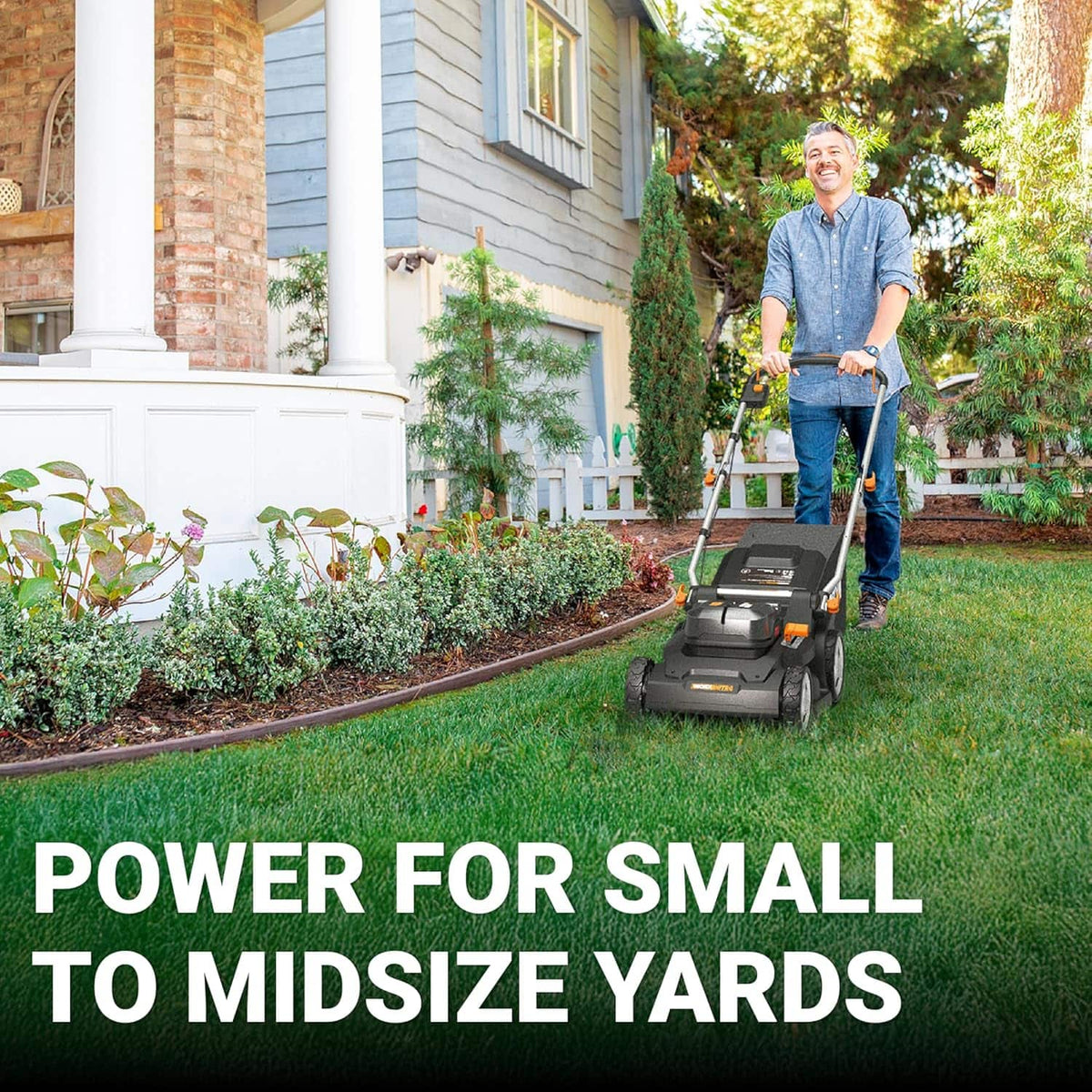 WORX - WG745 40V 17'' Cordless Push Lawn Mower (2 Batteries & Charger Included) - Black