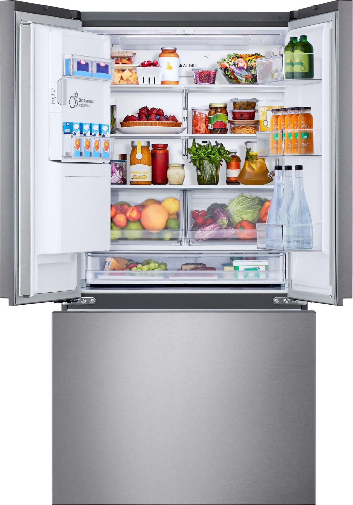 LG - 36-in Wide Counter-Depth MAX 23.7 Cu. Ft. 3-Door Smart French Door Refrigerator with Zero Clearance Hinge System - PrintProof Stainless Steel Look