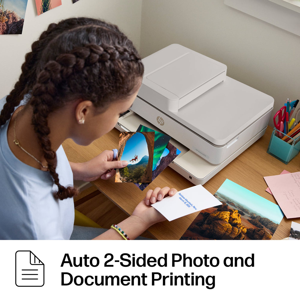 HP - Envy 6555 Wireless AI-Enabled All-in-One Inkjet Printer with 3 Months of Instant Ink - White