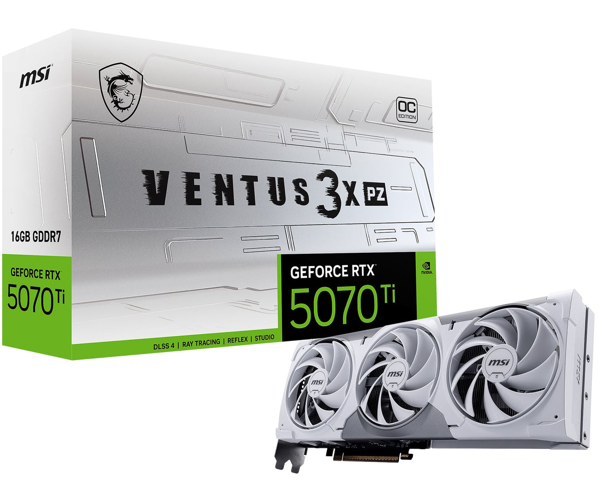 MSI - NVIDIA GeForce RTX 5070 Ti 16GB GDDR7 VENTUS 3X PZ OC Edition PCI Express 5.0 SFF-Ready Graphics Card - Black/Sliver
