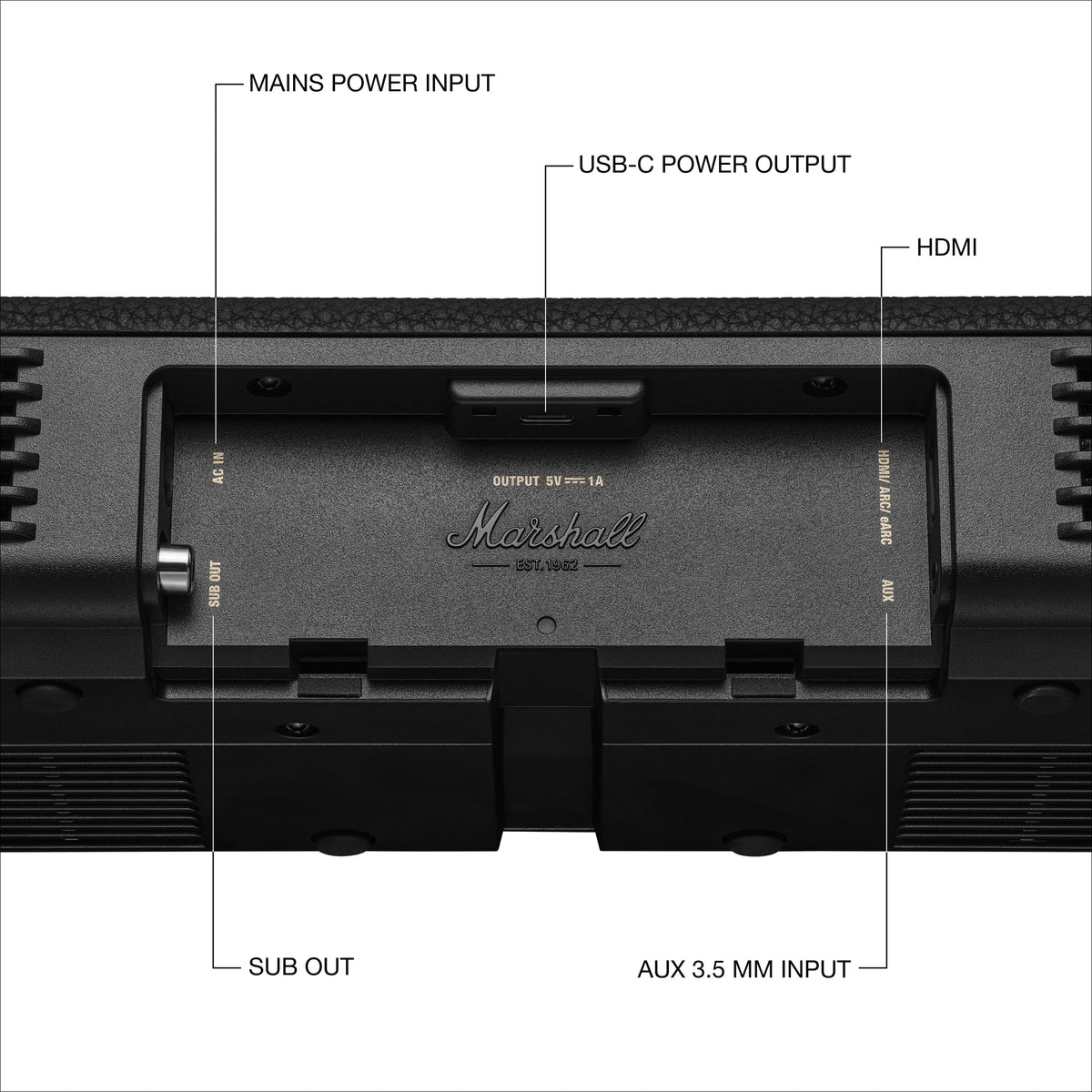 Marshall - Heston 60 5.1 Channel Soundbar with Dolby Atmos Immersive Sound for TV / Movies / Music - Black