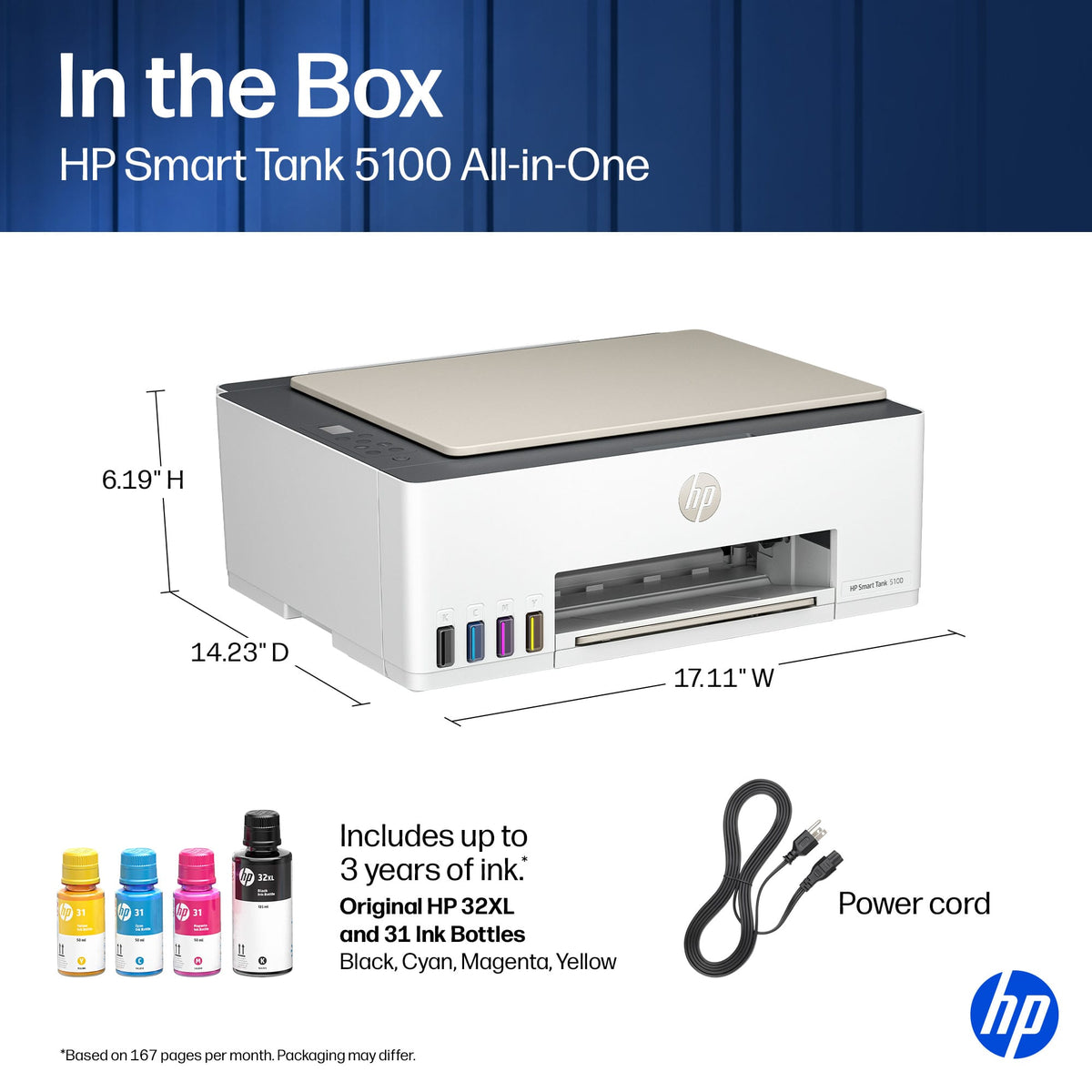 HP - Smart Tank 5100 Wireless All-in-One AI-Enabled Cartridge-Free Supertank Inkjet Printer with 3 Years of Ink Included¹ - White