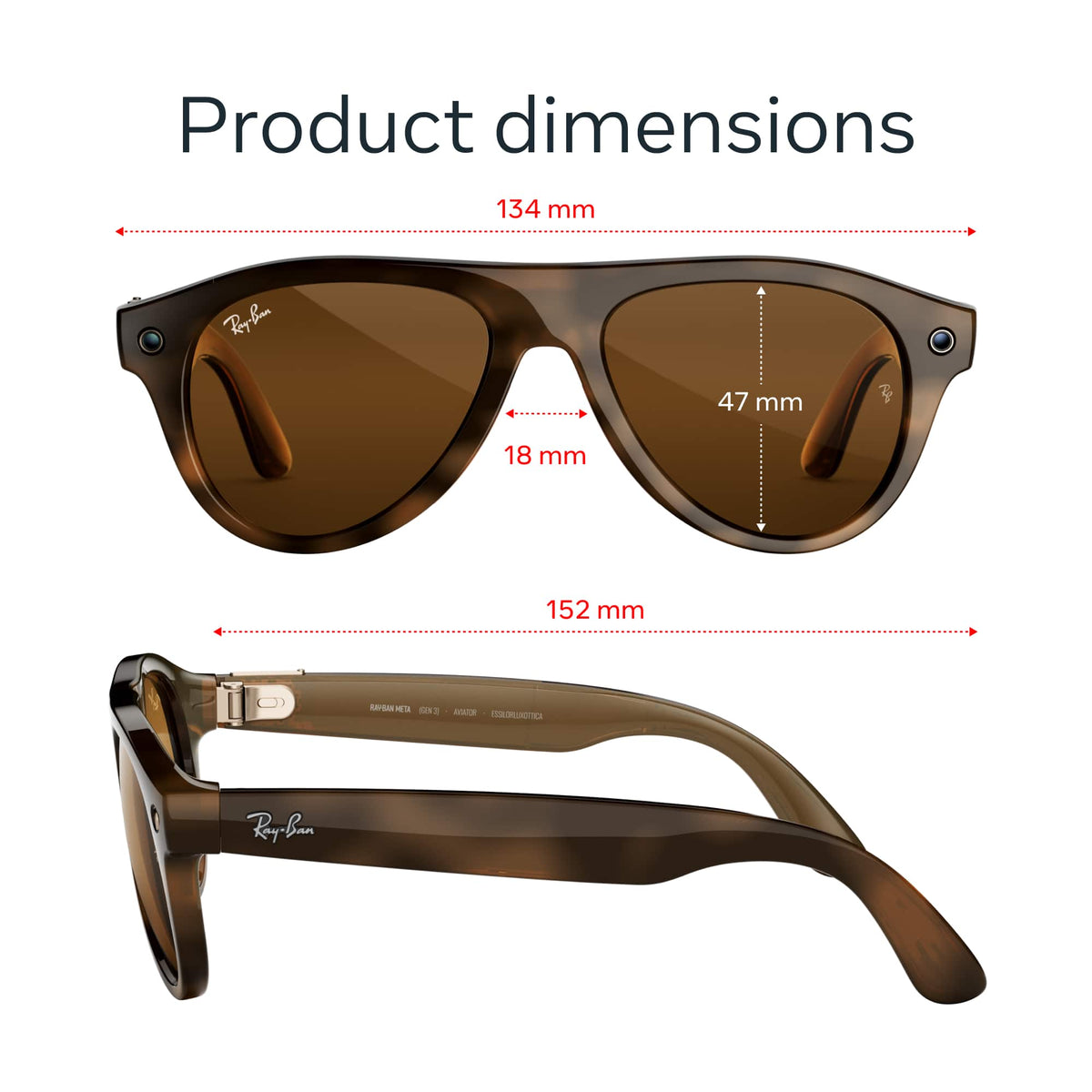 Ray-Ban Meta - (Gen 3) Aviator - AI Glasses with Camera - Brown Lenses - Havana