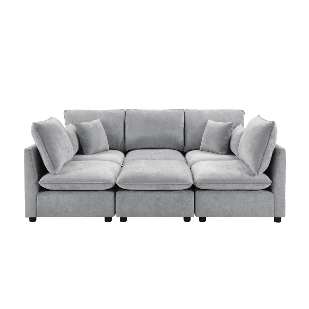 Modern Sectional Sofa U-Shaped With Movable Ottoman Storage Armrests And USB Ports