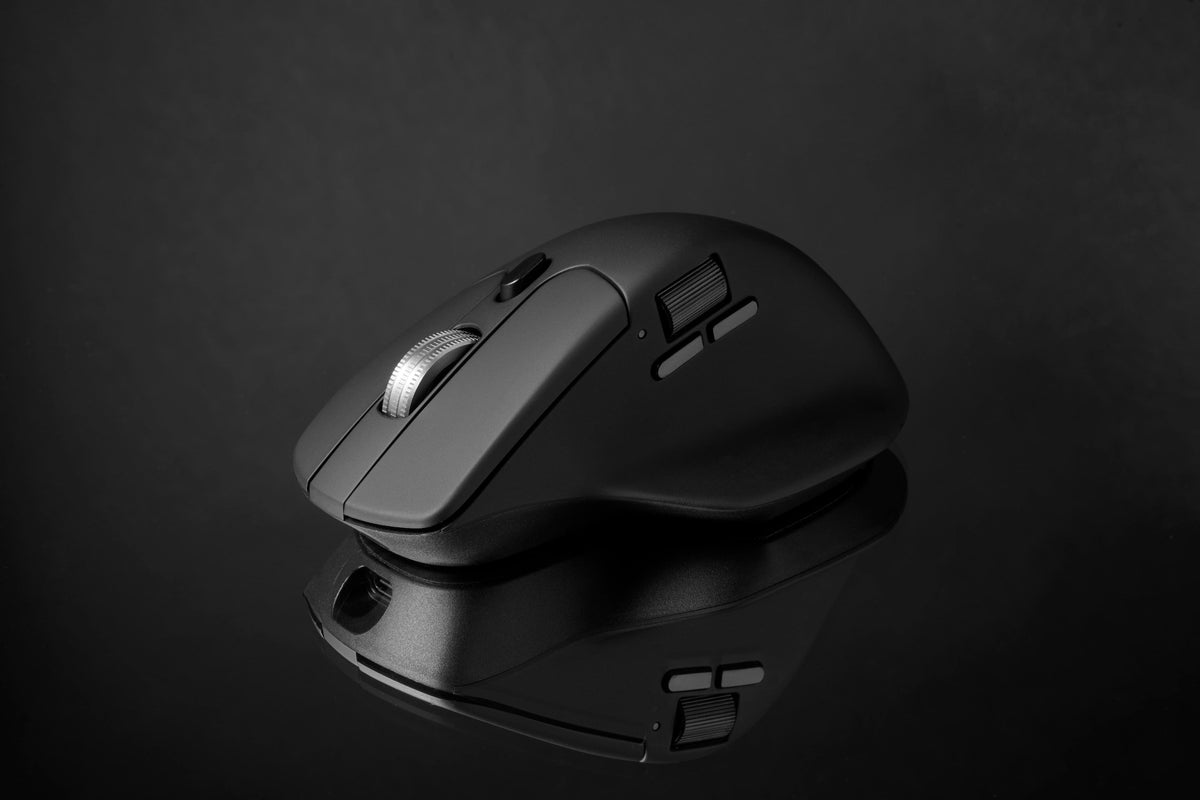 Keychron - M6 Ergonomic Wired & Wireless Laser Mouse w/ Macro Button & Fast-Scrolling Metal Wheel, For Windows PC & Mac - Wired - Black