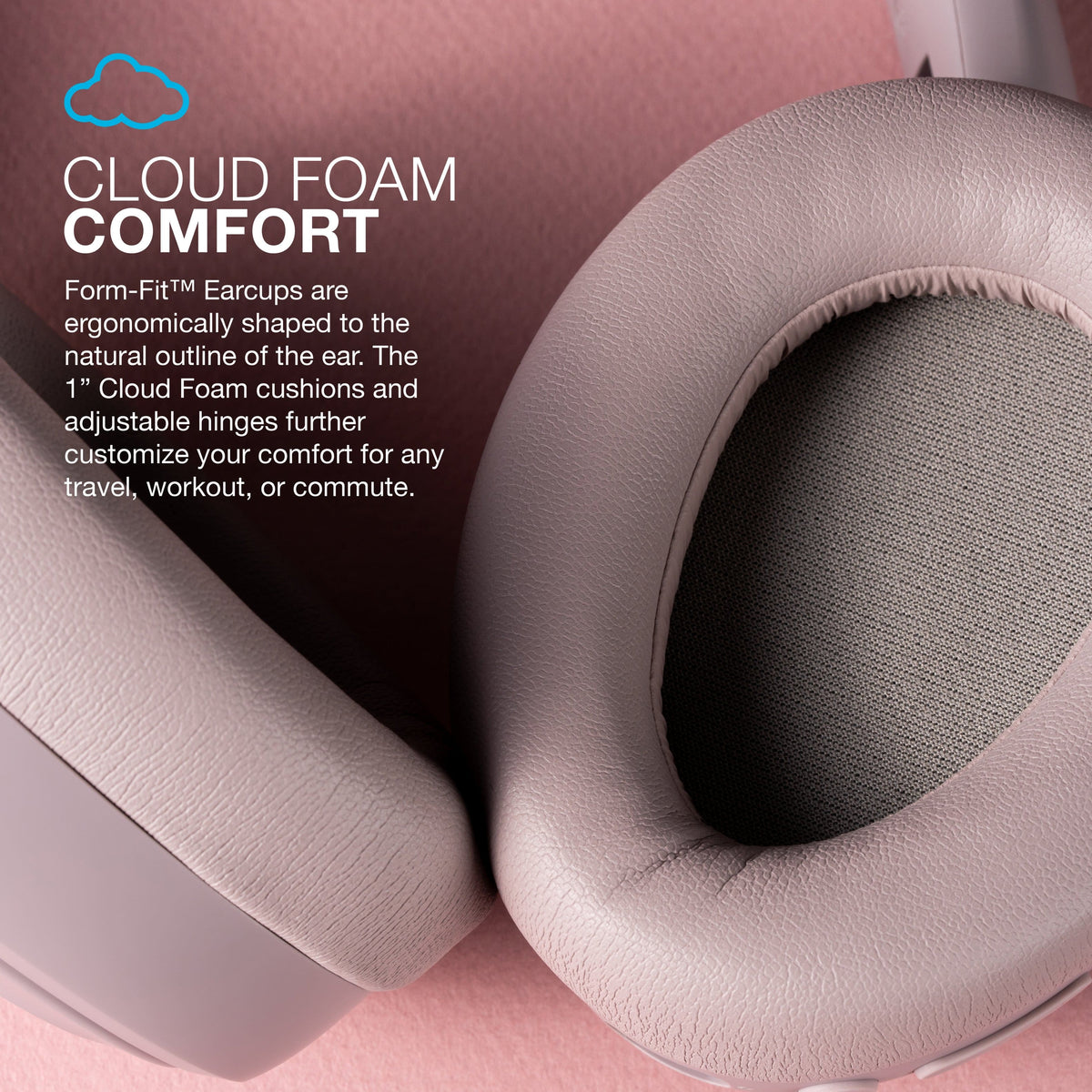 JLab - JBuds Lux ANC Wireless Bluetooth Over-Ear Headphones with Active Noise Cancelling, Spatial Audio & 70+ Hour Battery - Mauve