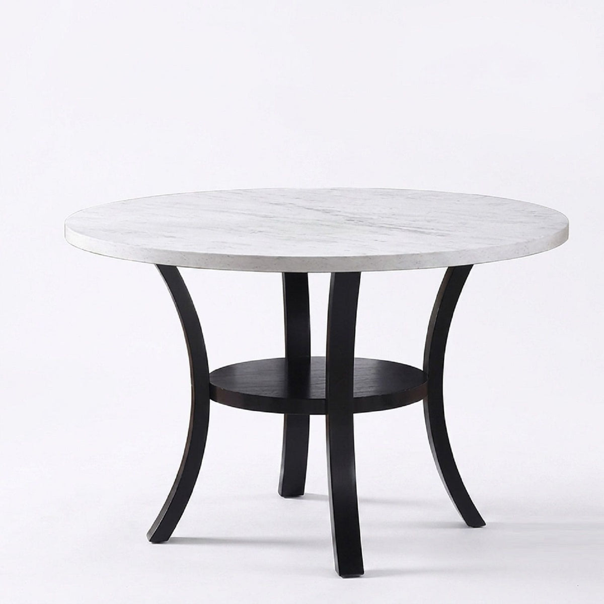 Mesa de comedor redonda con estante inferior abierto - Negro / Blanco