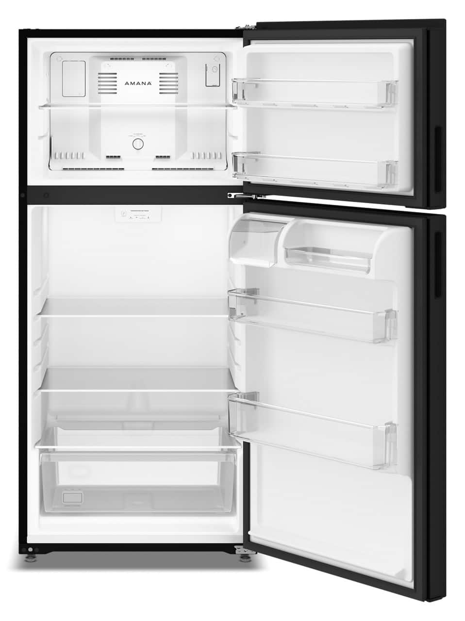 Amana - 28 in. Wide 14.3 cu. ft. Top-Freezer Refrigerator With A Large Crisper Drawer - Black