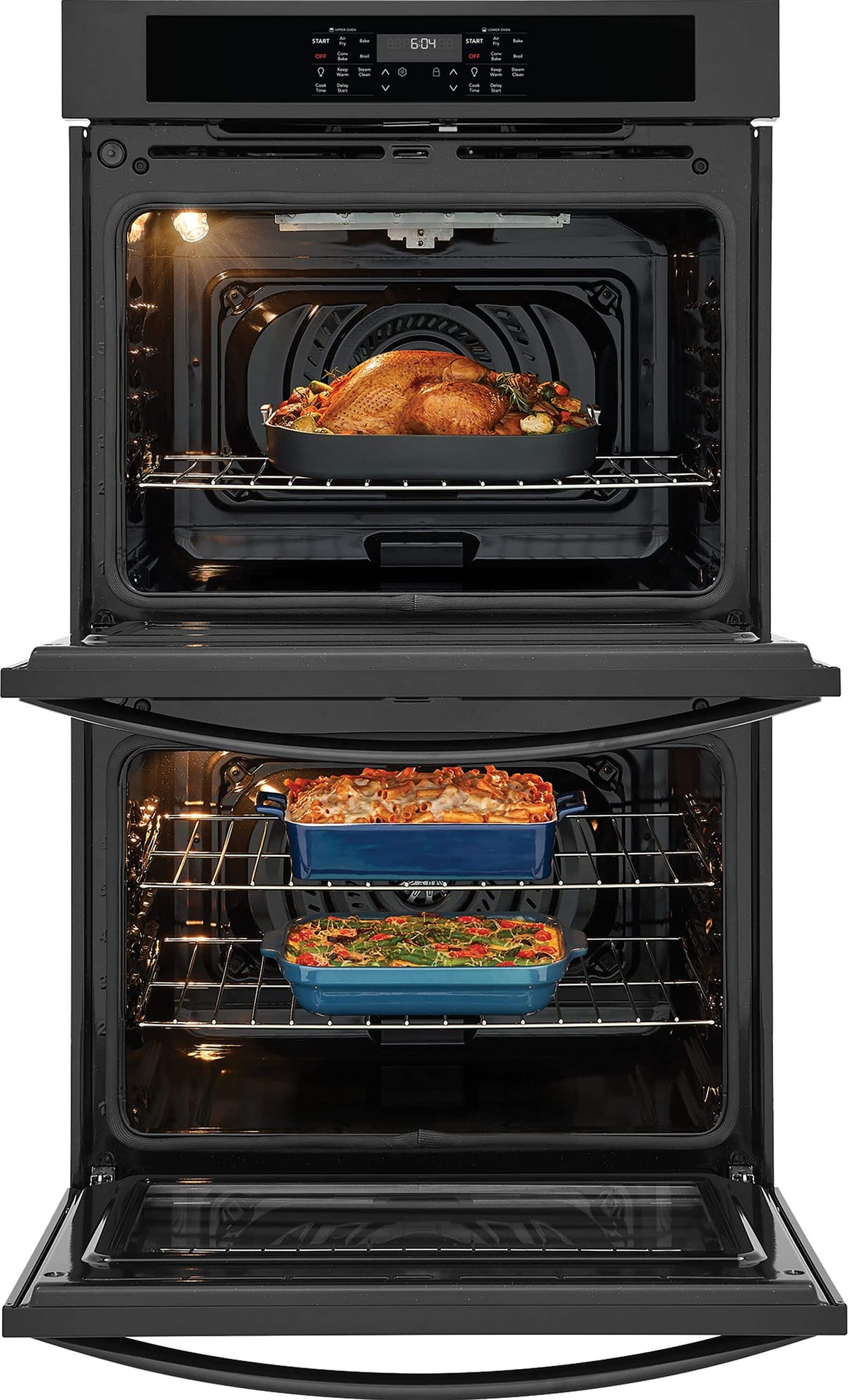 Frigidaire - 30" Built-In Double Wall Oven with Convection Bake and Air Fry - Black