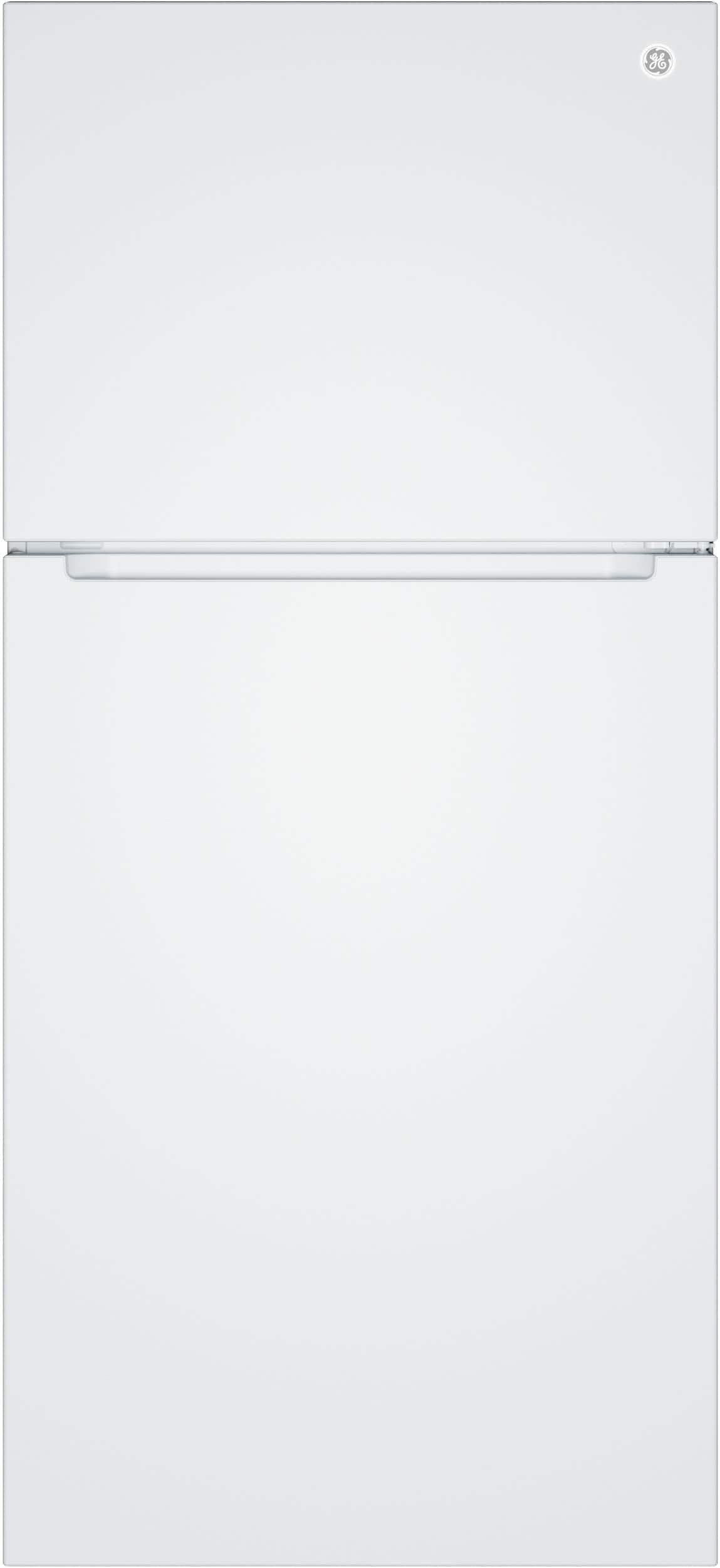 GE - 30 in. Wide 21 Cu. Ft. Freestanding Garage Ready Top Freezer Refrigerator with Bright LED Lighting - White