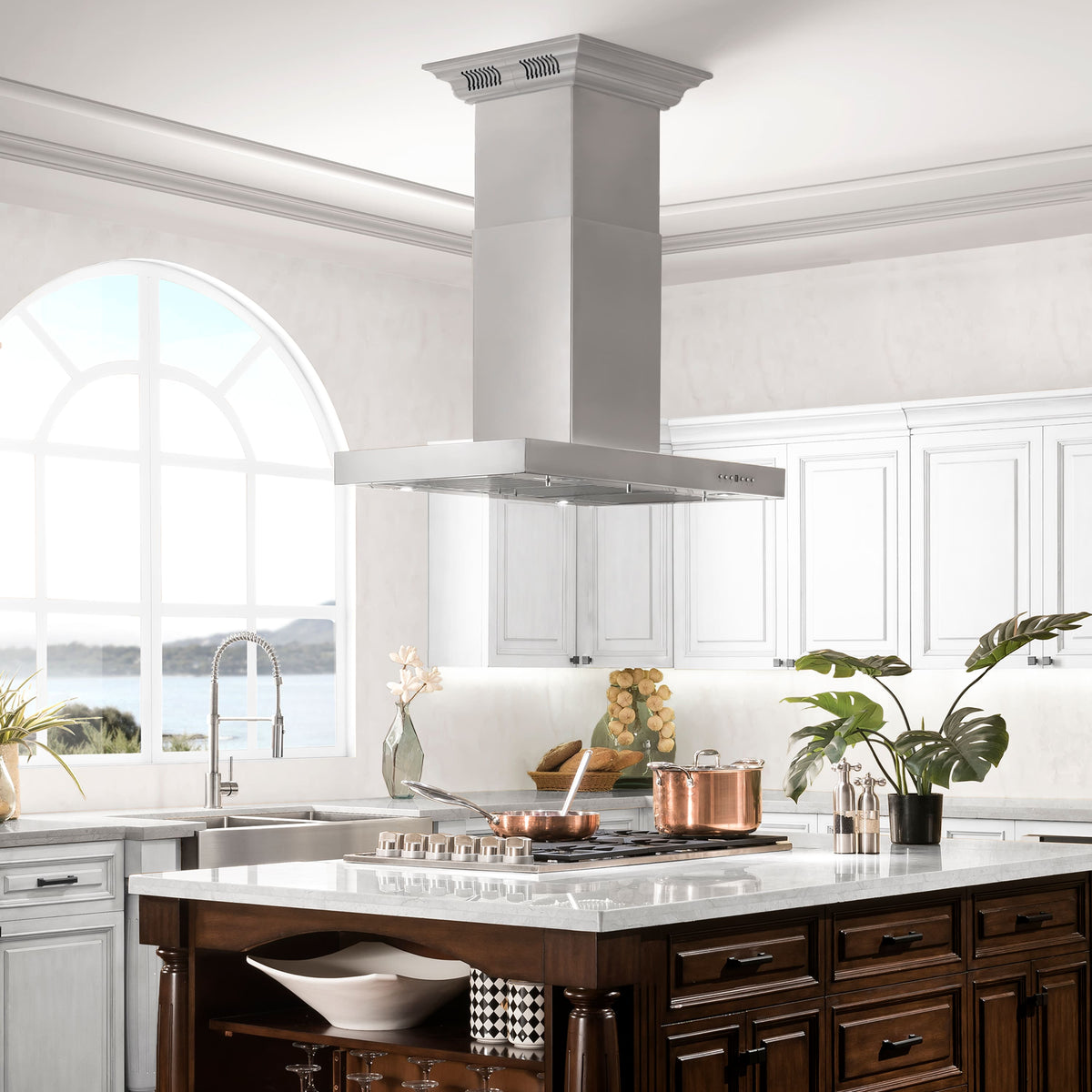 ZLINE - 48 inches - Externally Vented - Island Range Hood - Stainless Steel