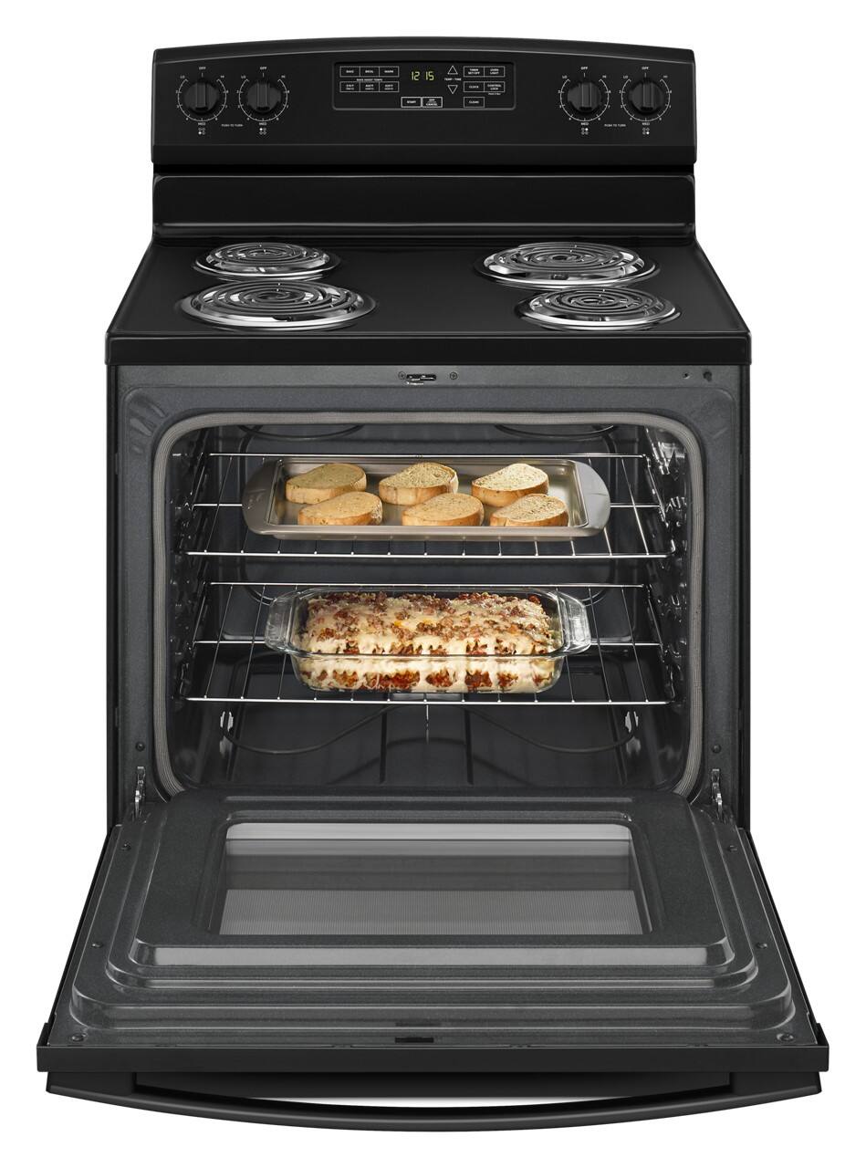 Amana - 30 in. Wide 4 elements 4.8 cu. ft. Self-Cleaning Freestanding Electric Range - Black