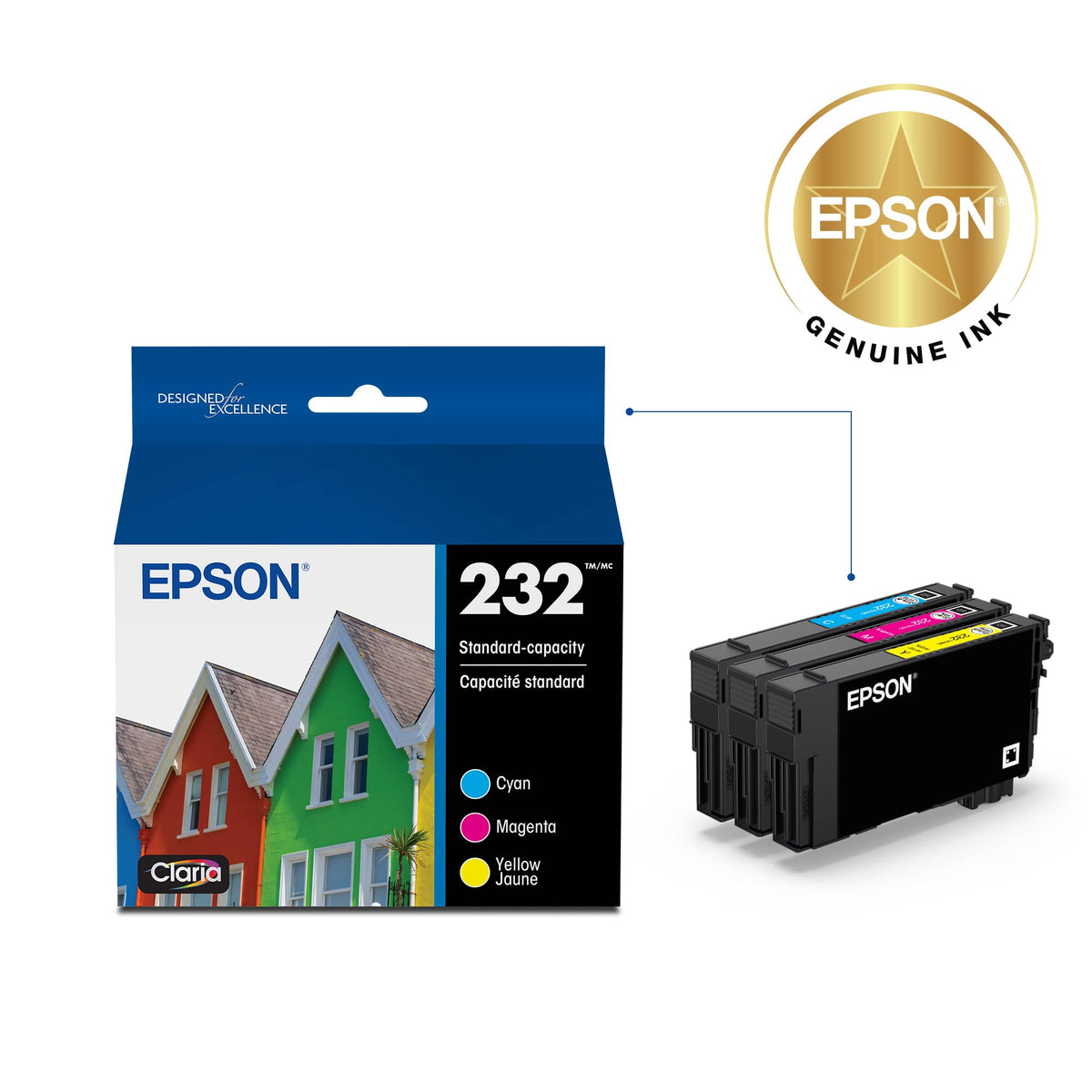 Epson - 232 Claria Ink Standard Capacity Color Combo Pack (T232520-S) - Cyan/Magenta/Yellow