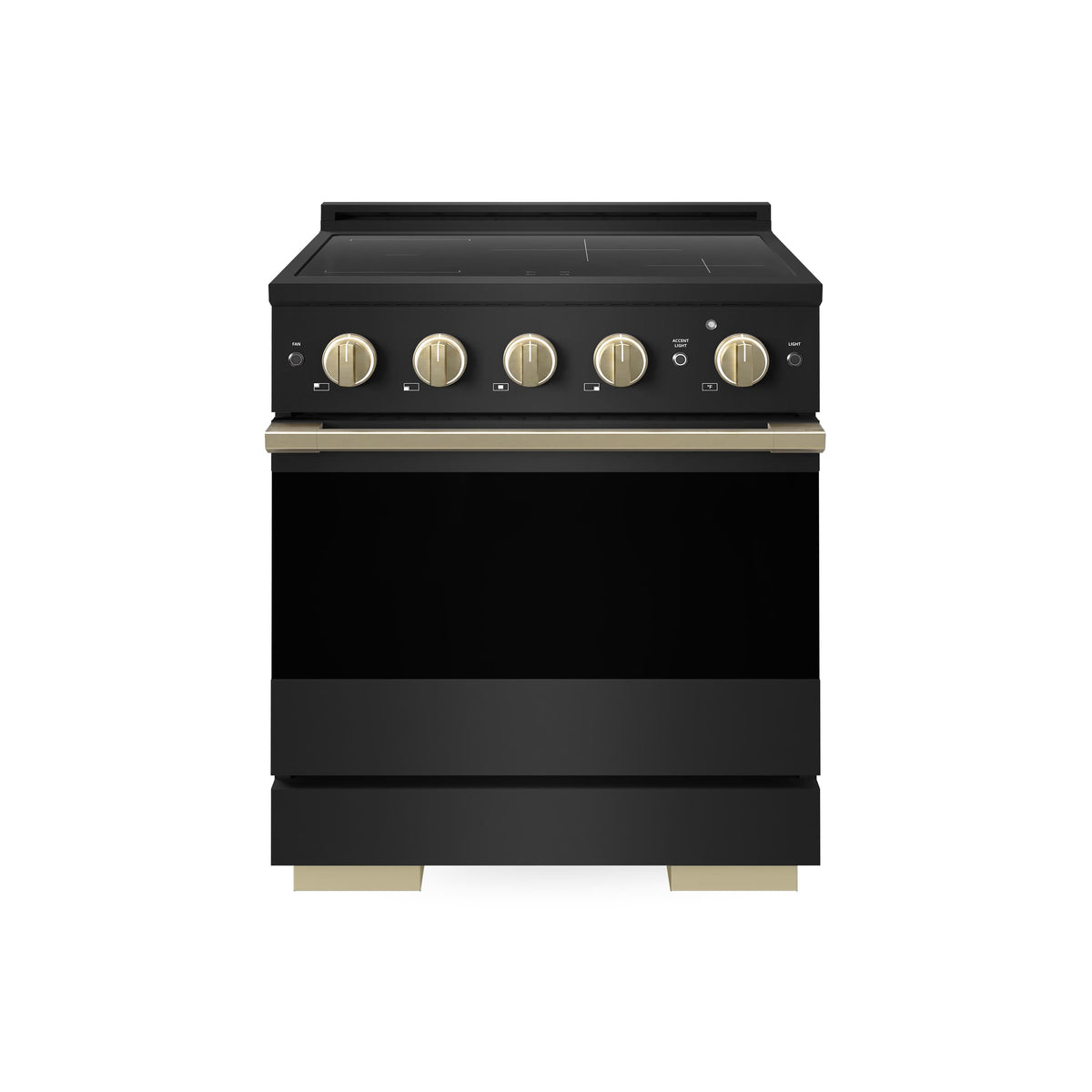 ZLINE - Autograph 30 in. 4.2 cu. ft. Marino Freestanding Induction Range with 4 Burners in Black Steel with Bronze Accents - Black Stainless Steel