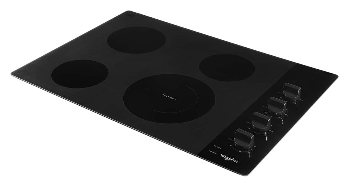 Whirlpool - 30 in. Wide 4 element Built-In Electric Cooktop with Dual Radiant Element - Black