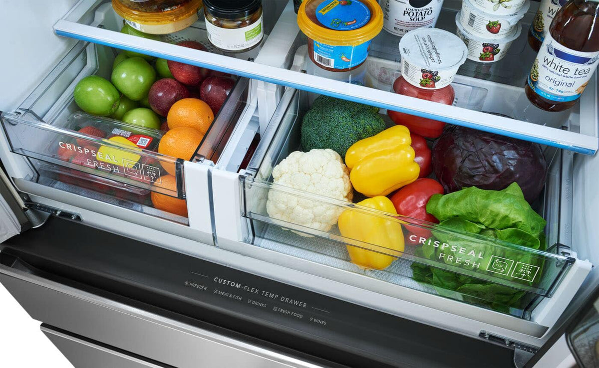 Frigidaire - Professional 36 in. Wide 21 Cu. Ft. Counter-Depth 4-Door French Door Refrigerator with Custom-Flex Temp Drawer - Stainless Steel