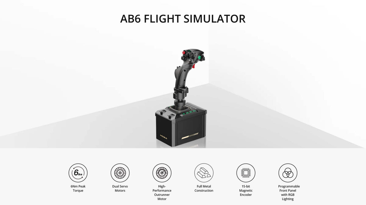 Moza Racing - AB6 Flight Simulator Bundle for Windows - Black