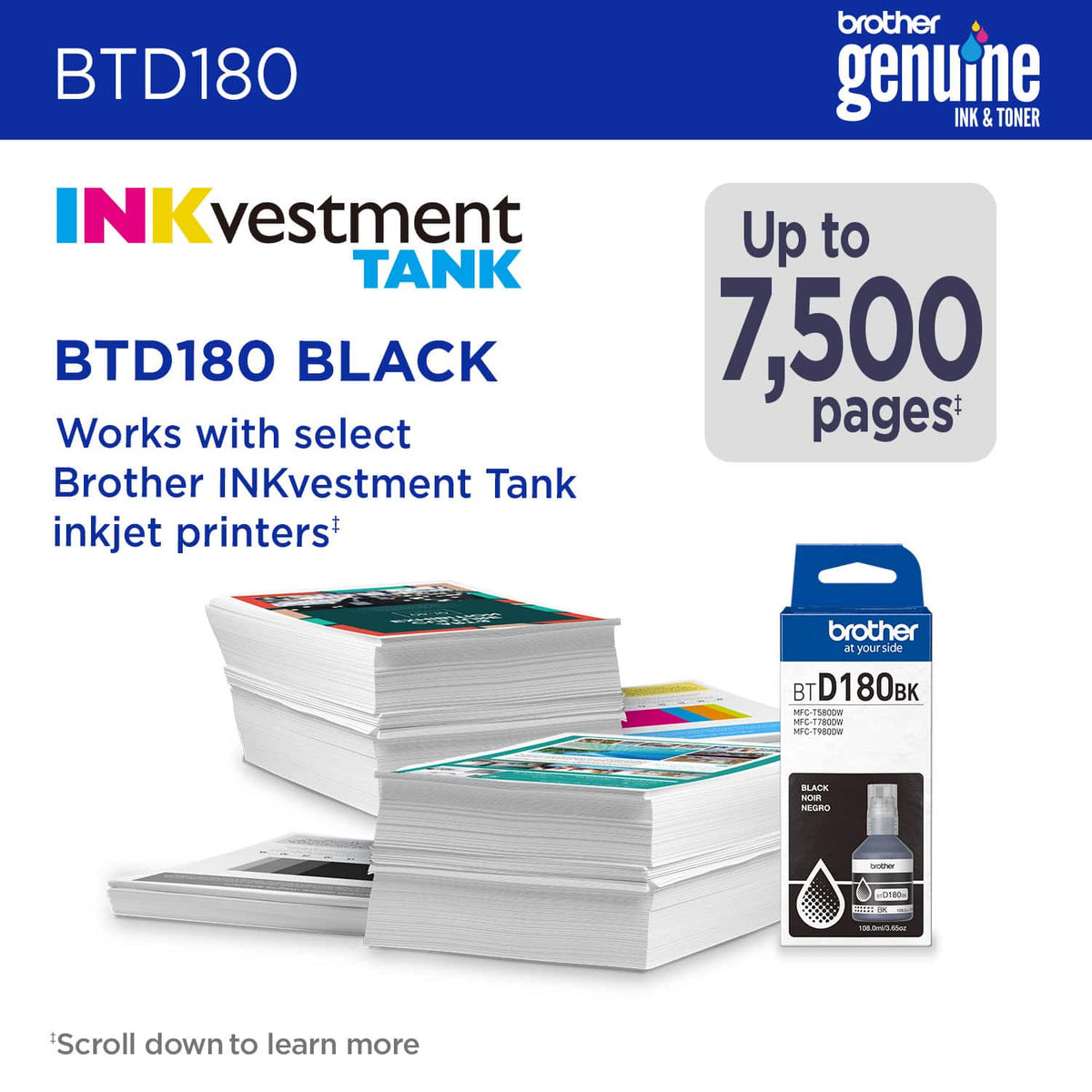 Brother - Genuine BTD180BK High-Yield Black Ink Bottle