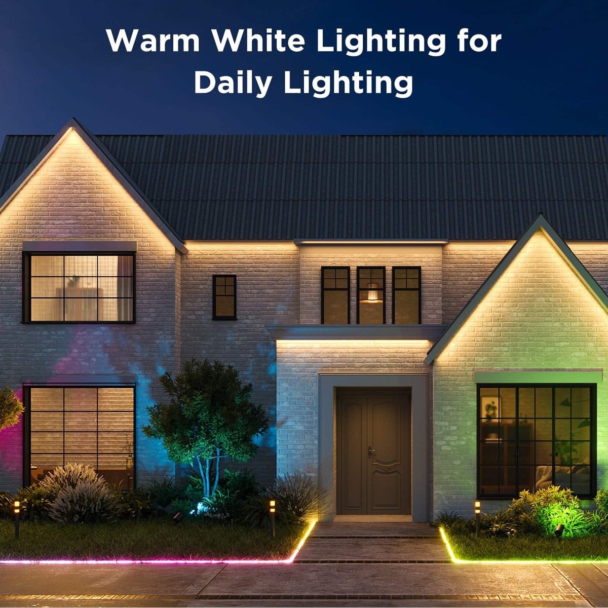Govee - Wi-Fi Bluetooth Smart Outdoor LED Strip Light 32ft - Multi