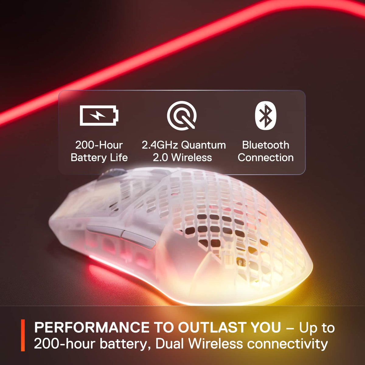 SteelSeries - Aerox 3 Super Light Honeycomb Wireless RGB Optical Gaming Mouse - Wireless - Ghost Edition