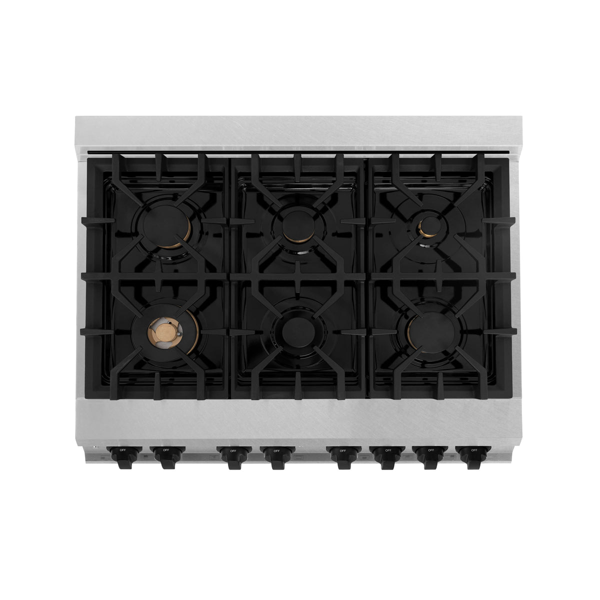 ZLINE - 36 in. Wide 6 Burner Autograph Legacy Dual Fuel Range in Satin Steel w/ White & Black Accents (RASZ-WM-36-MB) - Stainless Steel