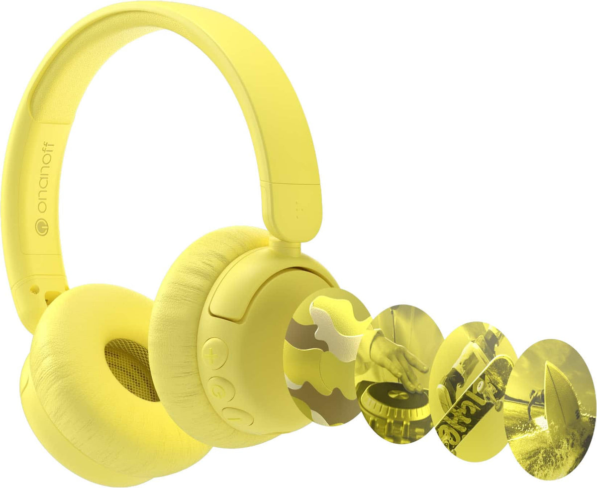 Made for Amazon BuddyPhones EcoTime Wireless SafeAudio Over-the-Ear Youth Headset, Bluetooth (Ages 6+) - Yellow