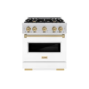 ZLINE - 30 in. Wide 4 Burner Autograph Classic Gas Range Bronze Accents (CGRZ-WM-30-CB) - White
